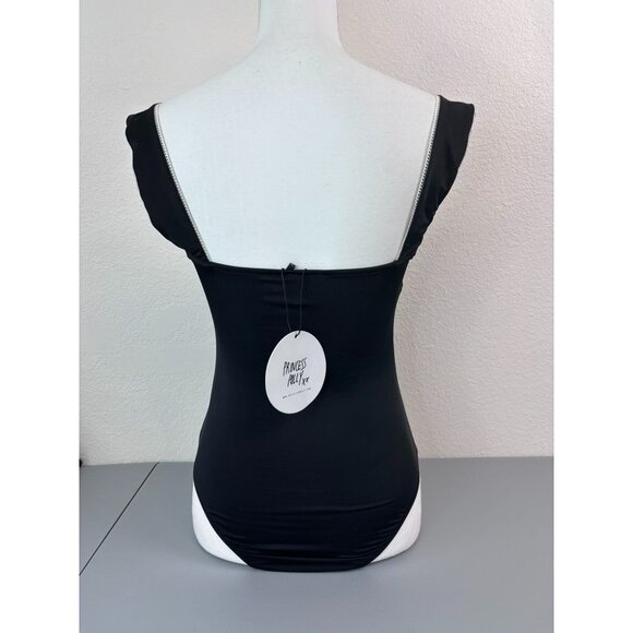 Princess Polly women's 6 black Keating bodysuit lace square neck sleeveless NWT - Picture 2 of 9